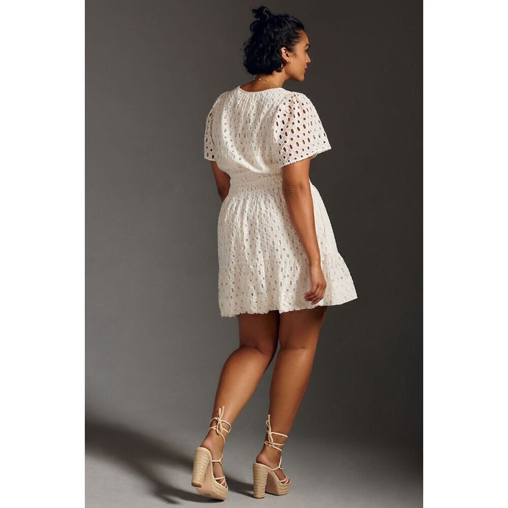 NWT Anthropologie The Somerset Mini Dress: Eyelet Edition 1X White Vacation - Picture 4 of 10